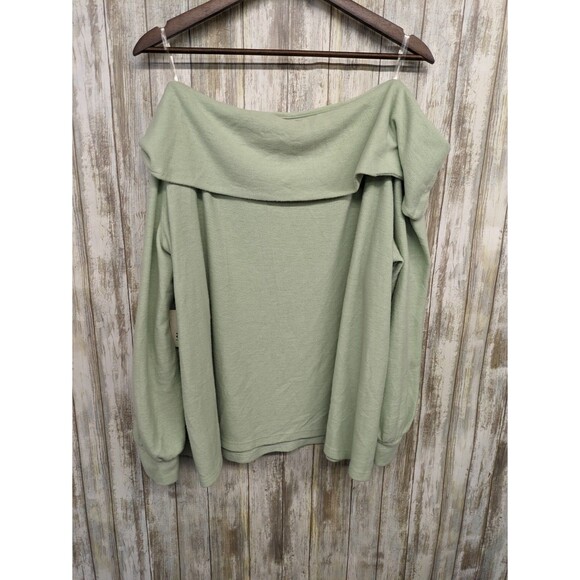 a.n.a Womens Off the Shoulder Sweater 3X Pistachio Green Cozy Relaxed NWT - Picture 5 of 11